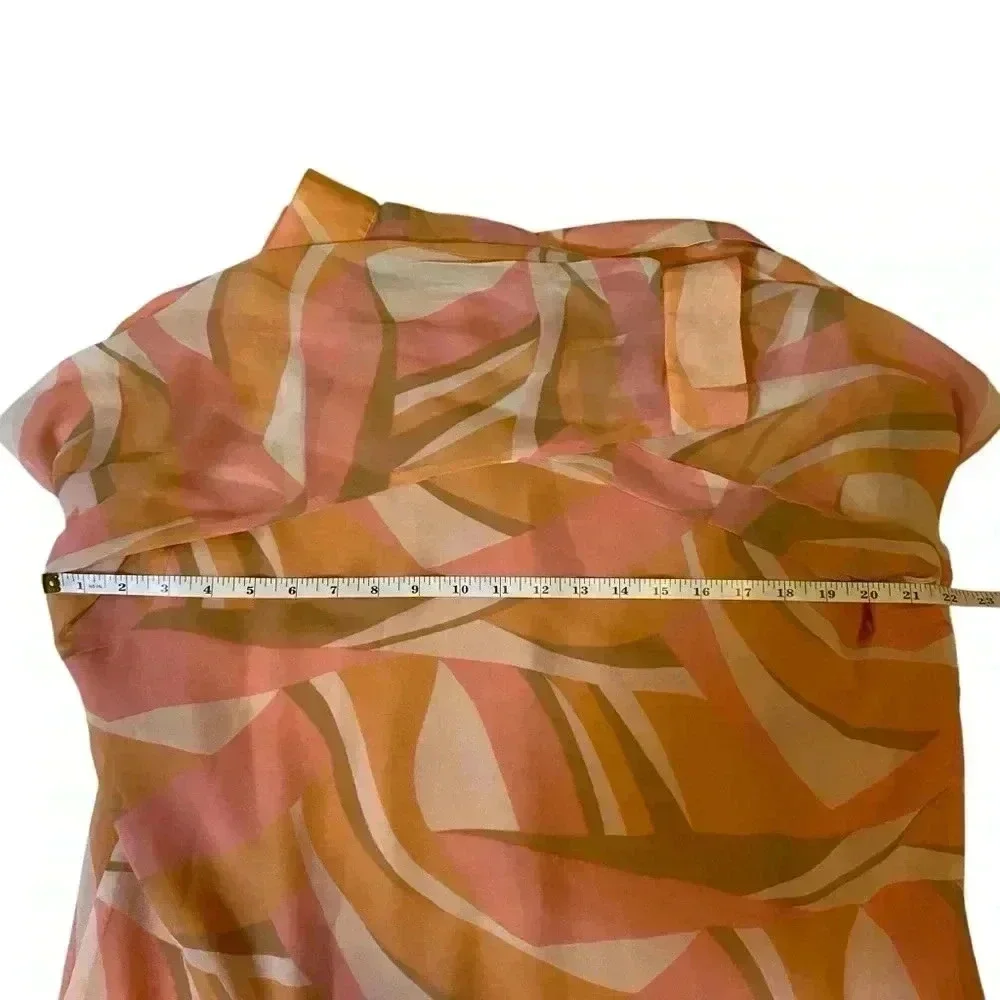 Worthington Women's Dress Shirt Button Down V-neck Multicolor Geometric Print XL